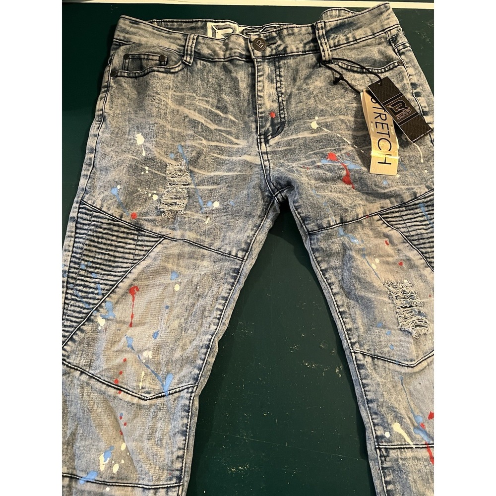 NWT Scoop Light Blue‎ Denim Jeans Painted 32X30